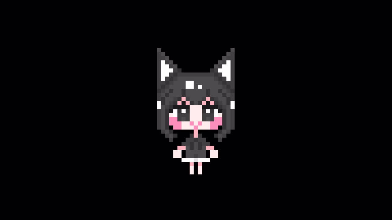 Pixel Cat girl Waiting short hair Looping animation. 1080p (7).mov