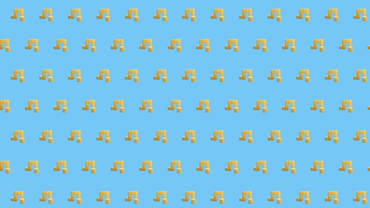 파란색 배경에서 움직이는 노란색 패턴의 줄의 애니메이션