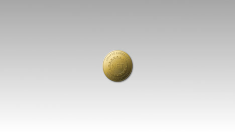 animación de una moneda nft dorada girando sobre un fondo gris