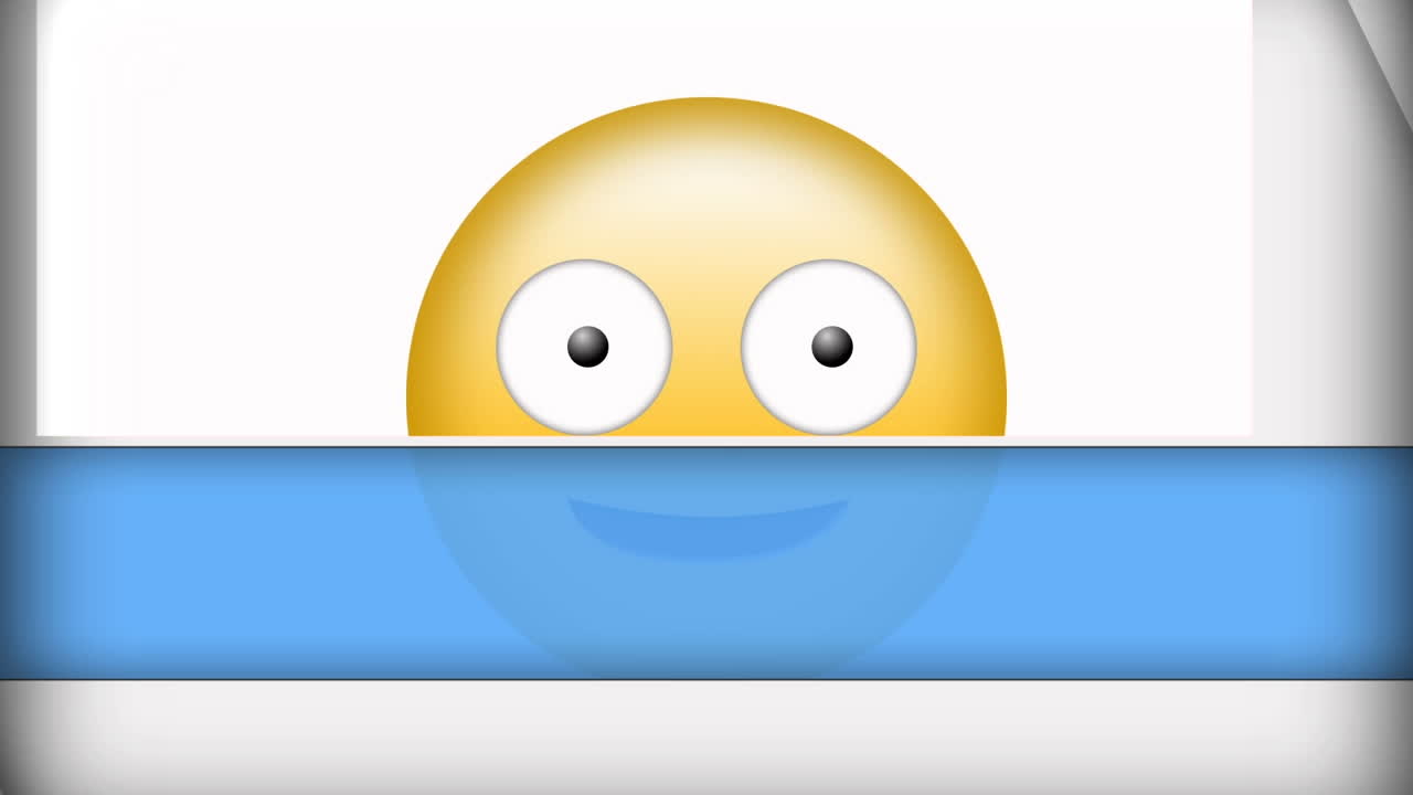 animación del icono de emoji que parpadea sobre los paneles en movimiento