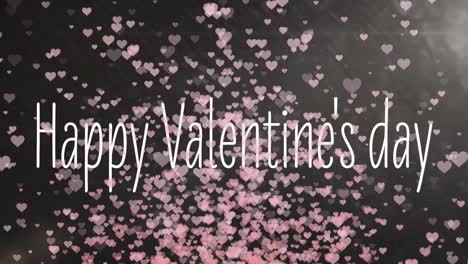 animation of happy valentine's day with pink hearts on background