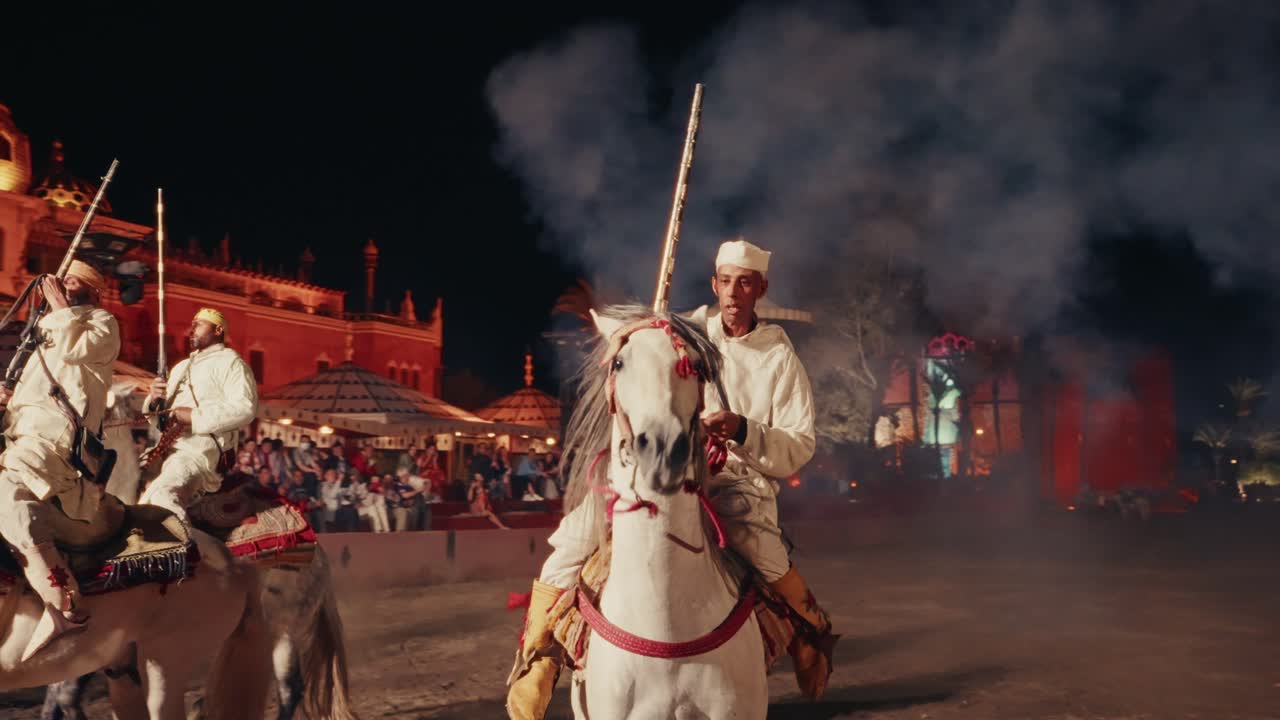 Spectacular Horseback Riding Show at Night in Morocco