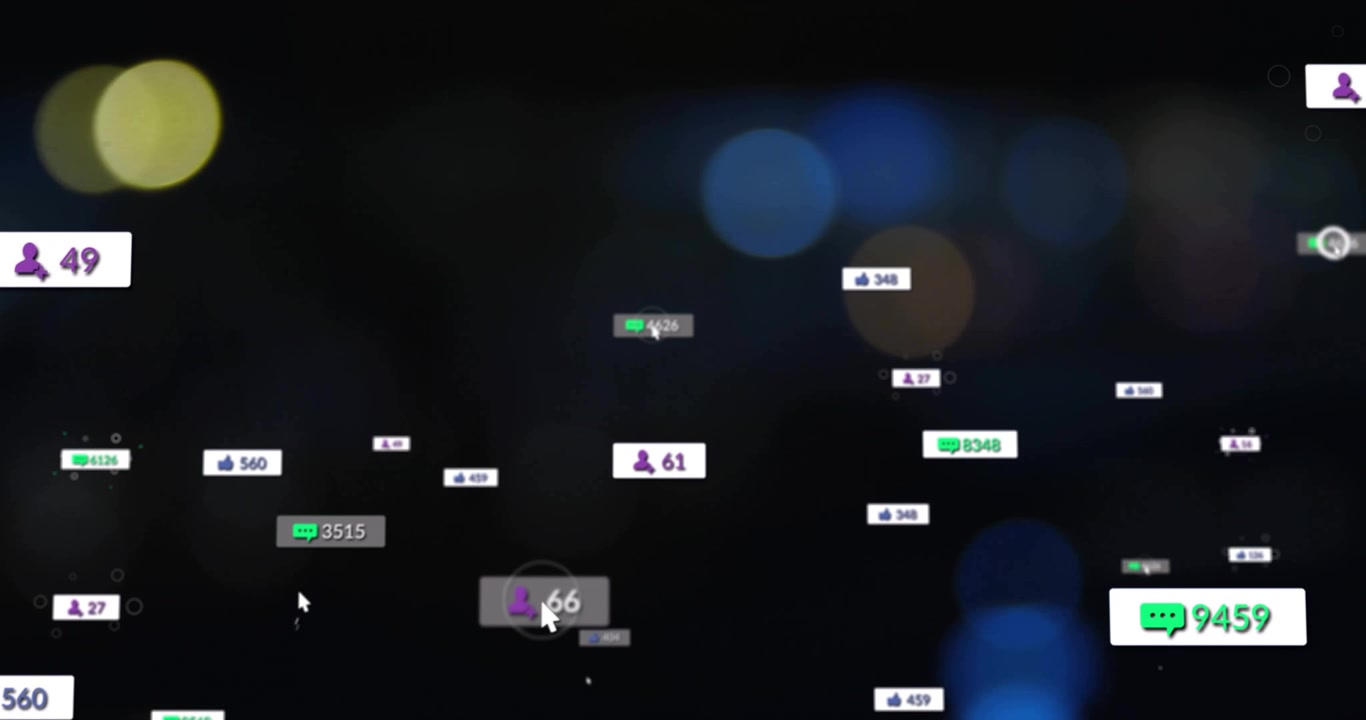 Purple user icon appearing icons forming while cursor circling icons showing growth before fading