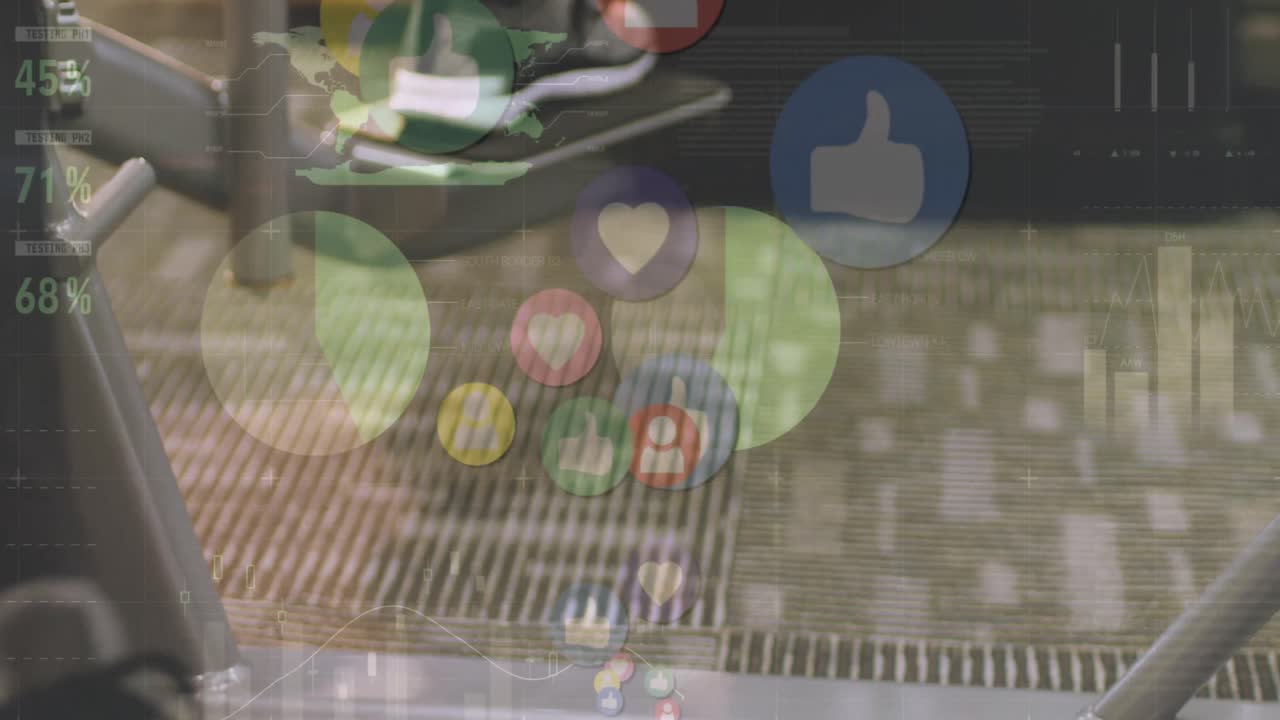 운동하는 여성 스포츠 선수에 대한 데이터 처리의 애니메이션