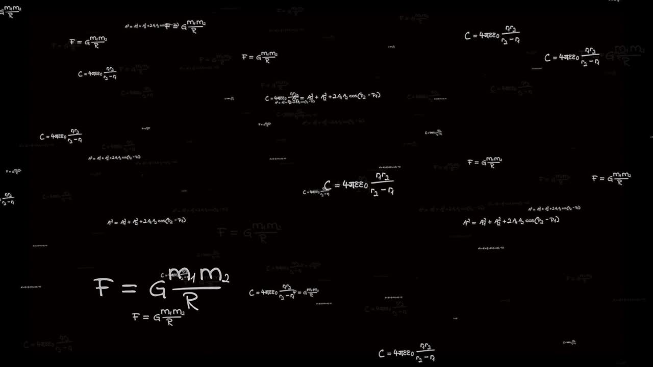fórmulas y ecuaciones matemáticas que vuelan hacia la cámara.proceso cognitivo matemático. concepto de proceso cognitivo abstracto. bucle sin costuras