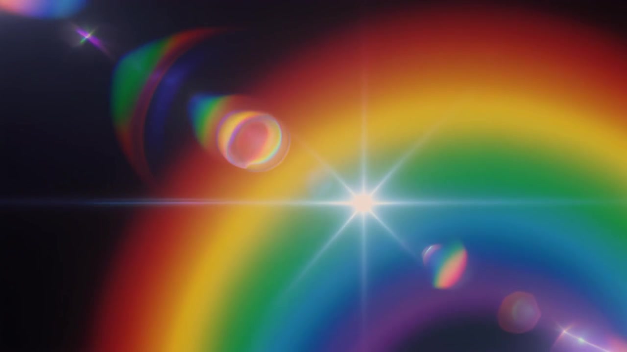Bagliore di Luce Stellare Brillante con Effetti Lente Arcobaleno Colorati