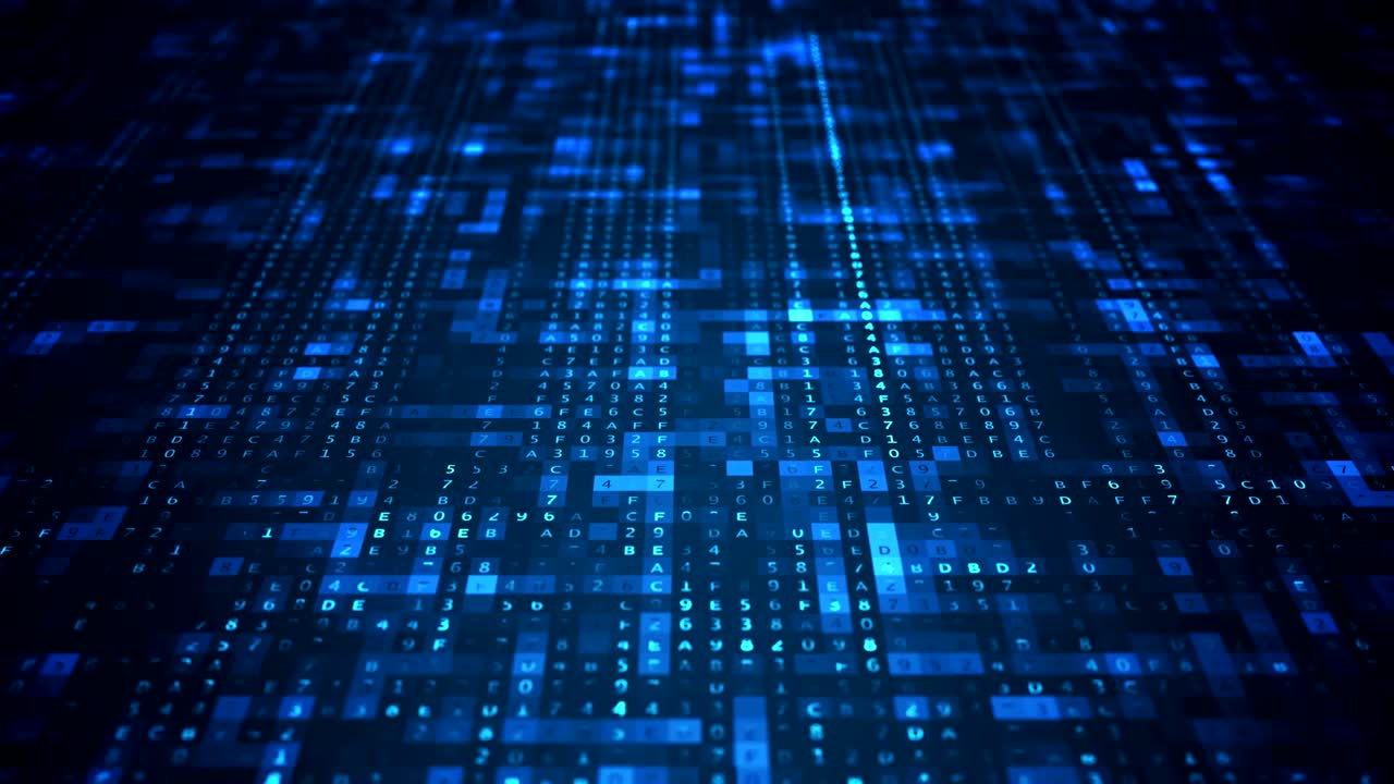 algoritmo que opera con números hexadecimales. concepto de tecnología. animación en bucle.