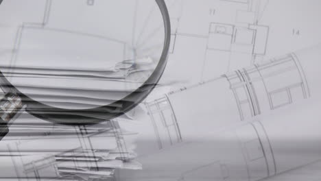 animación de vidrio de lectura y planes sobre archivos