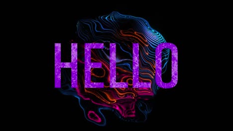 animation of hello text and lines on black background