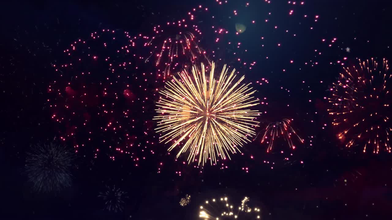 Exhibición de fuegos artificiales en el cielo nocturno