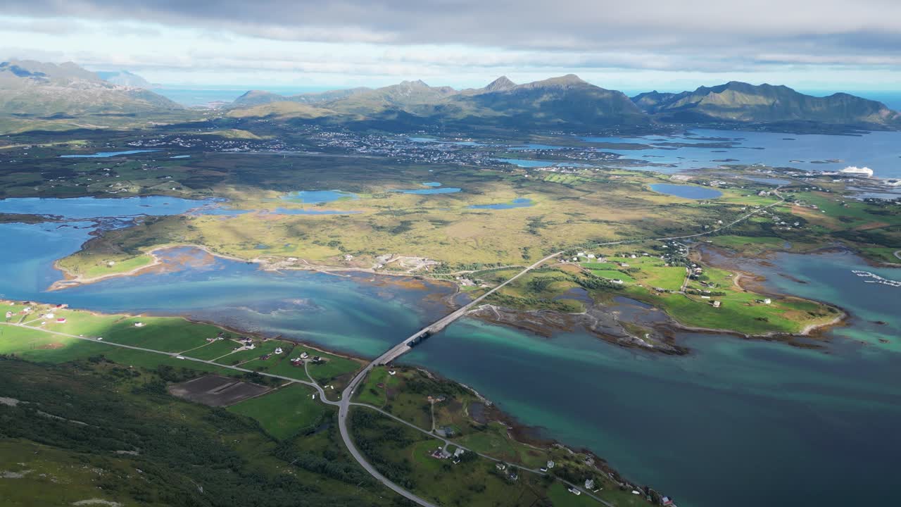 노르웨이, 스칸디나비아 의 로포텐 섬 파노라마 풍경 - 공중