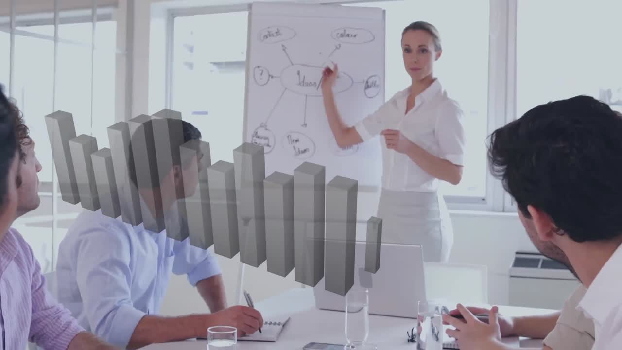 animación de personas de negocios felices que llevan una reunión de video feliz