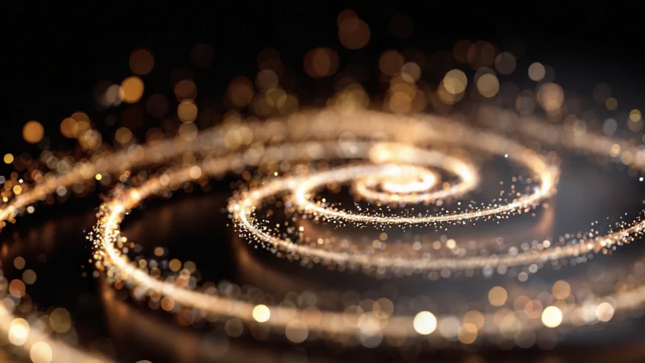 Una immagine sbalorditiva di una spirale di luce scintillante, che cattura l'essenza dell'energia cosmica e della bellezza in movimento, con particelle scintillanti che danzano in armonia.