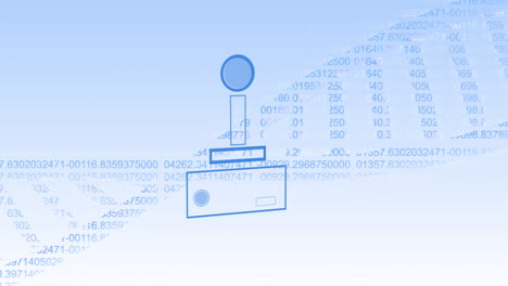 animation of electronic device and dna on light blue background