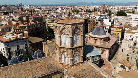 ancient gothic architecture of valencia cathedral in valencia, spain