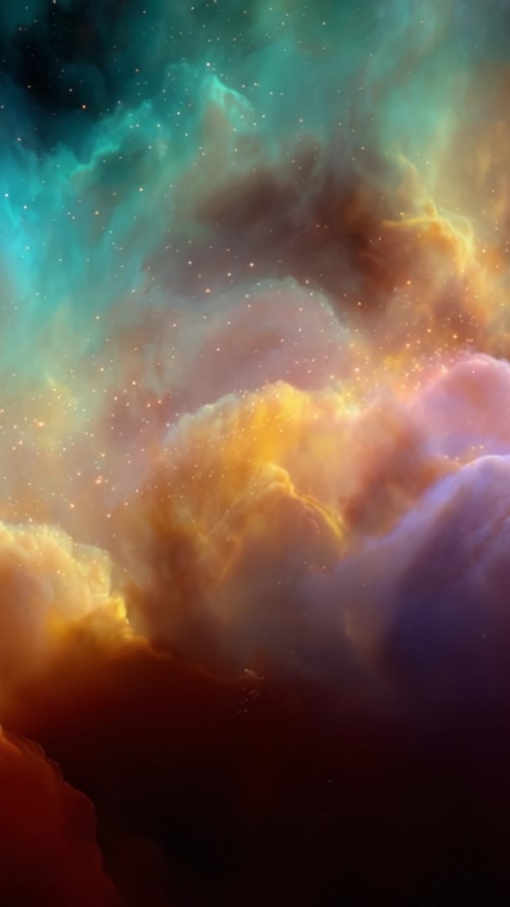 Captivating Cosmic Nebula Displaying Celestial Colors and Starry Beauty, Showcasing a Stunning Visual of Interstellar Gases and Nebular Clouds in Space