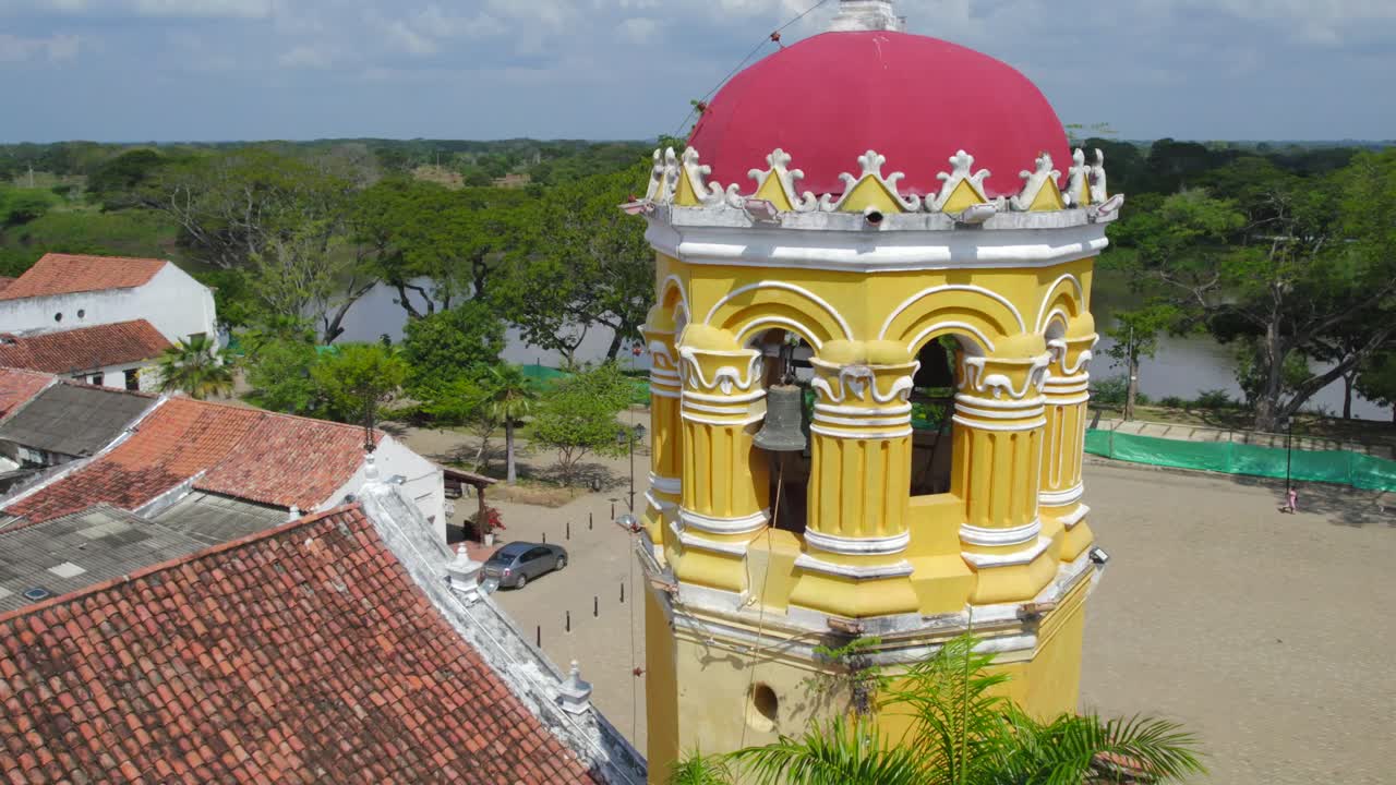 Santa Barbara Church. Long ago, a monk entrusted with the church’s bells was said to have hidden a treasure within the walls, fearing it would fall into the hands of invaders. Tilt up.