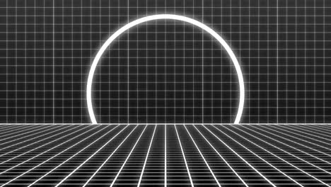 animación de cuadrados de neón blanco y círculo sobre fondo negro