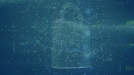 animation of padlock and data processing over connections