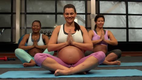 Mujeres-Embarazadas-Haciendo-Yoga-En-El-Gimnasio