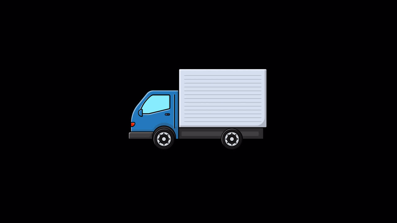 2D Animation of a Blue Cargo Truck Driving