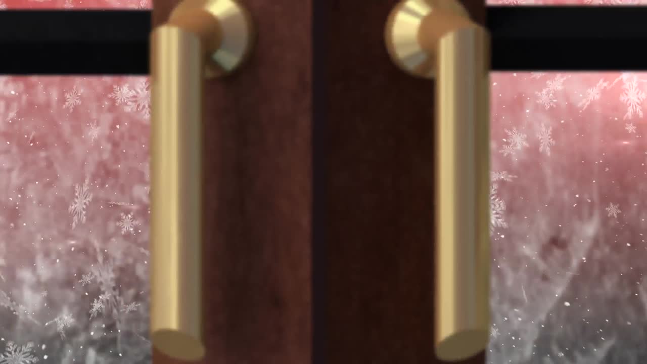 ⁇ 은 배경 에 창문 을 통해 보이는 눈 이 떨어지는 크리스마스 트리 의 애니메이션