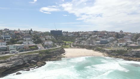 White-Foamy-Waves-At-Cove-And-Beach-At-Tamarama---Beachside-Suburb-Of-Tamarama-In-Sydney,-NSW,-Australia