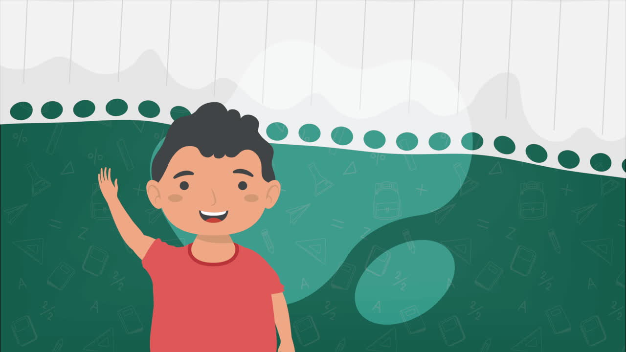 ilustración de un niño levantando la mano en el aula