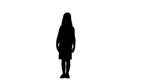 silhouette young lady is dressed up in lovely dress and white shoes singing a song track matte