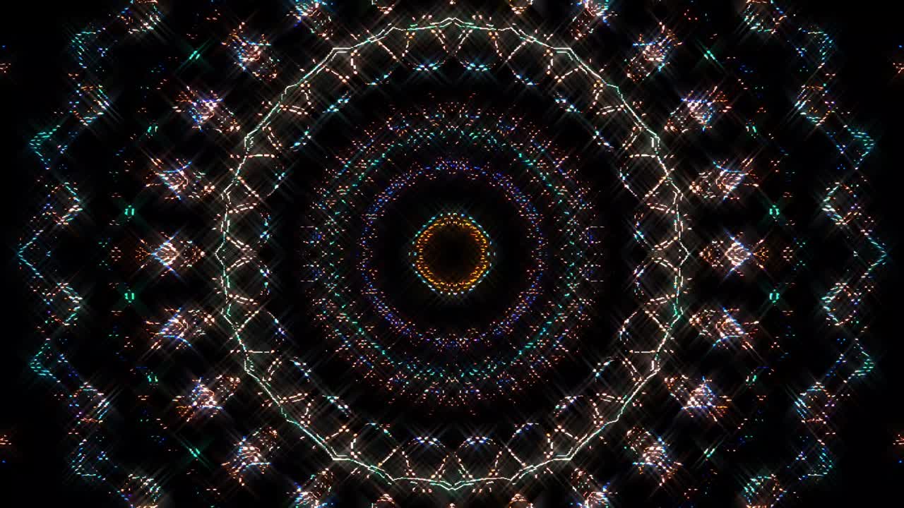 líneas abstractas luz colorida brillante forma redonda en el centro, fondo negro