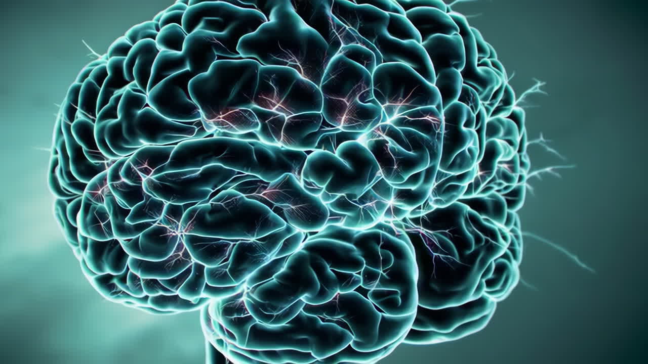 Detailed view of brain and neuron cells