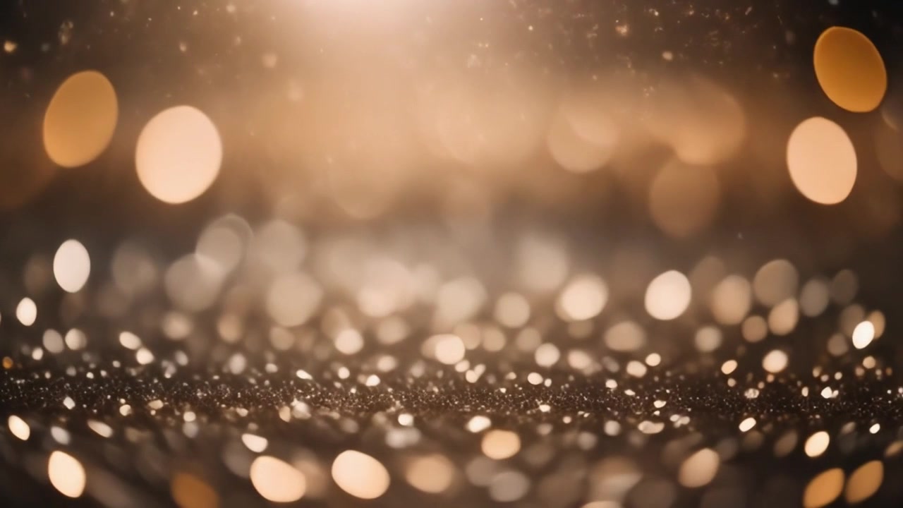 Sfondo astratto di particelle dorate scintillanti e luci bokeh