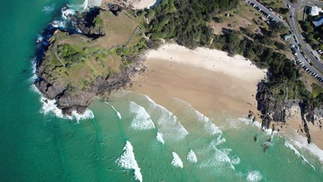 above view of norries headland and cove beach in cabarita beach whale lookout in new south wales, australia