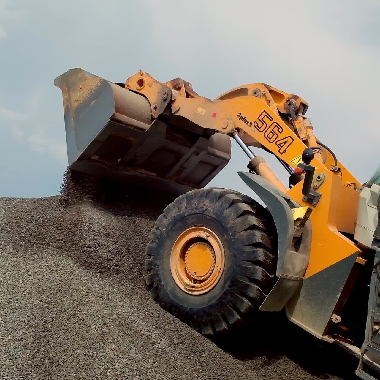 Heavy excavator on quarry
