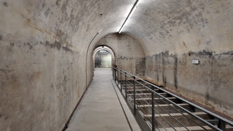 walking on tunnel of bunkeranlage obersalzberg in berchtesgaden, berchtesgadener land, upper bavaria, germany. pov shot