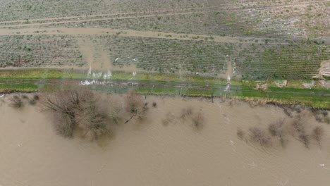 aerial view of flooded farmland