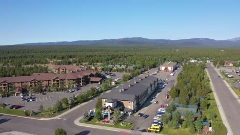 aerial view of a resort in a forest setting