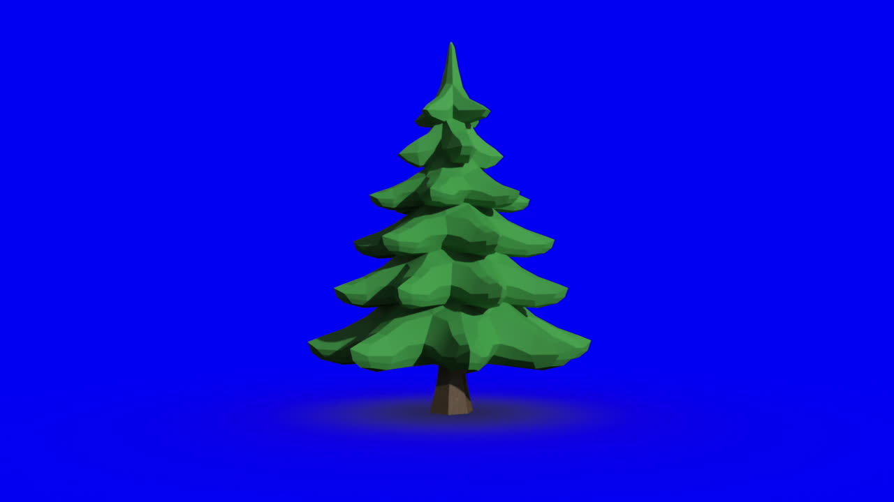 Revolving fir tree on blue screen