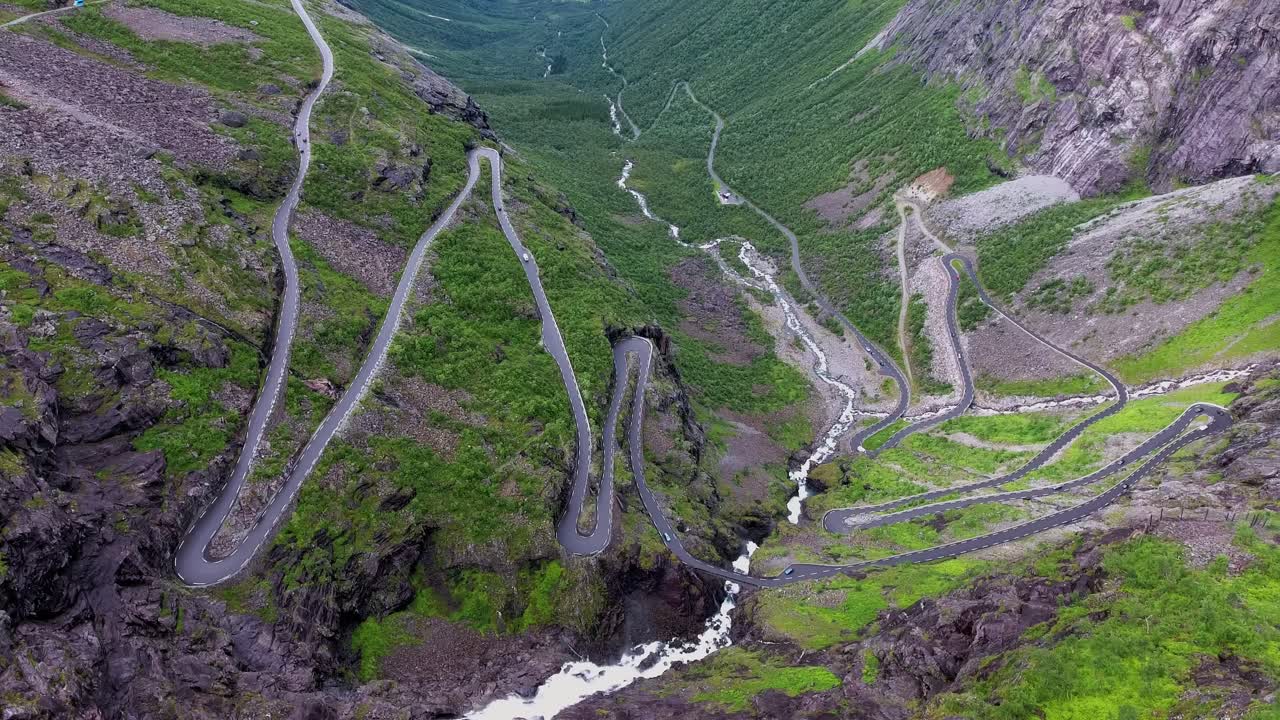 Troll's Path Trollstigen or Trollstigveien winding mountain road.