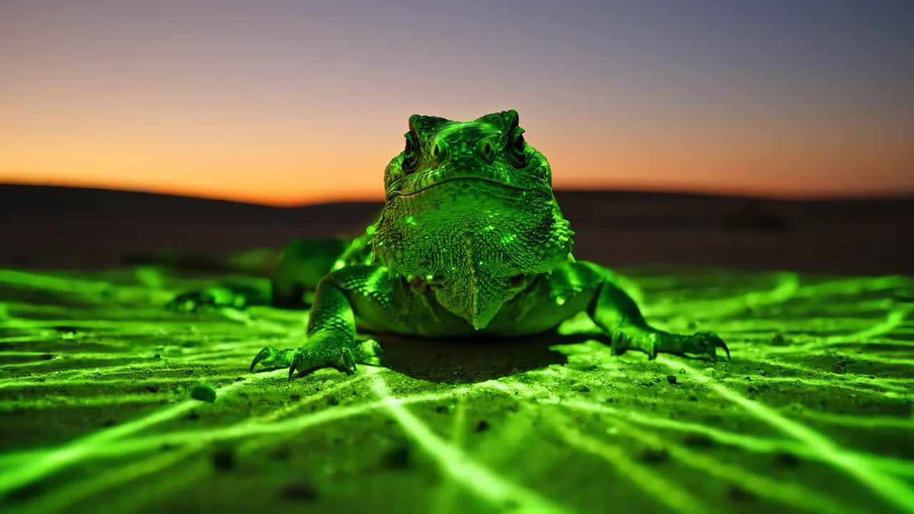 Green Lizard on Sand