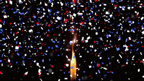 confetti animation over burning candle on black background