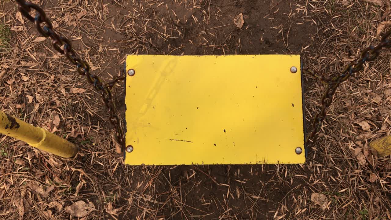 Hanging on iron chain seat POV cinematic