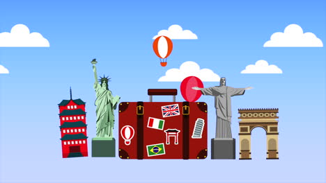 suitcase with travel items animation