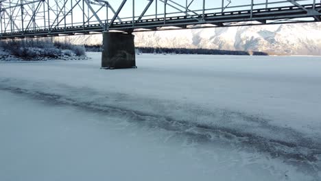 4k aerial video of the knik river bridge