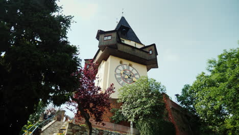 the famous old clock tower in the city of graz austria