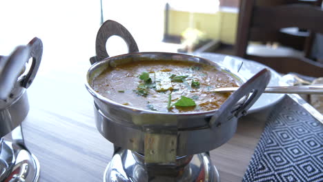 close up of a curry dish in an indian restaurant