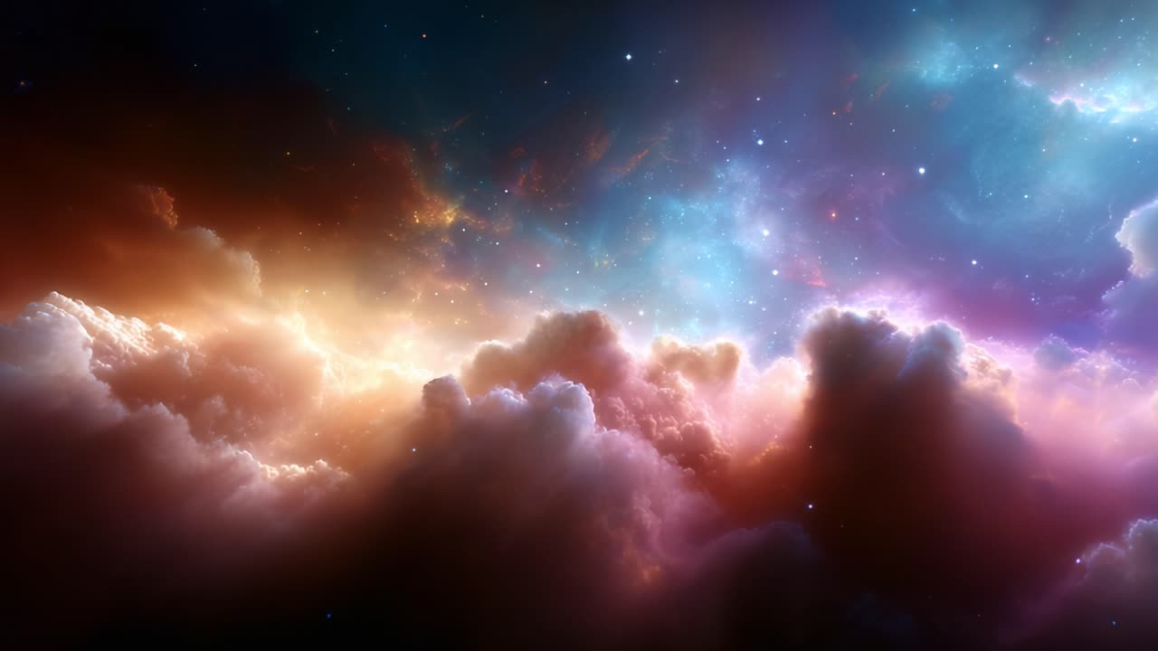 A Stunning Cosmic Spectacle: Witness the Mesmerizing Transformation of Celestial Clouds Captured in Stunning Detail, Illuminating the Vastness of Space with Colorful Nebulae and Twinkling Stars