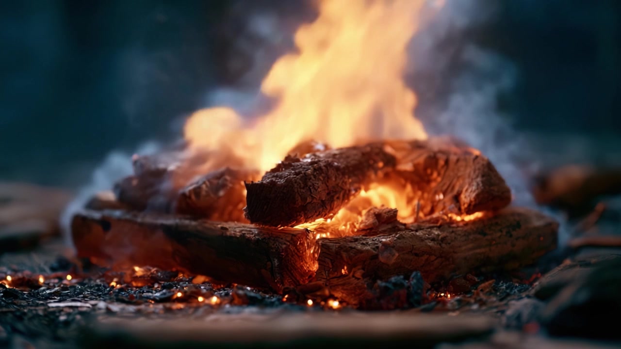 Chamas Cativantes Irrompem de uma Lareira Rústica a Lenha em um Ambiente Aconchegante, Lançando Brasas Brilhantes e Criando uma Atmosfera Acolhedora Que Convida ao Relaxamento e à Reflexão