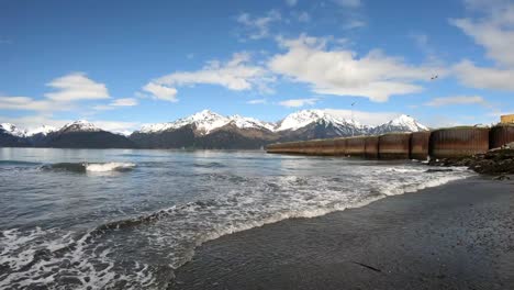 seward alaska beach site looking out into the ocean at low tide