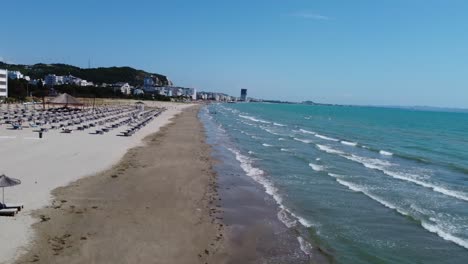 Beach-in-Durres,-Albania-by-drone